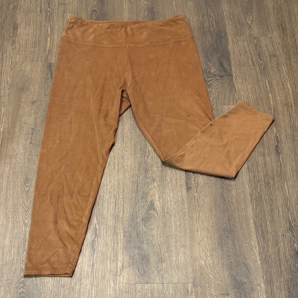 Soft Surroundings Womens Leggings Size L Brown Comfort Casual Suede